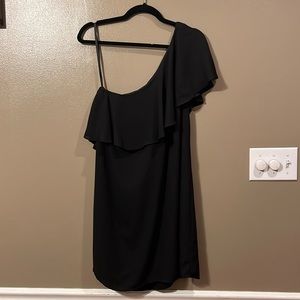 Naked Zebra Black One Shoulder Dress - size Large